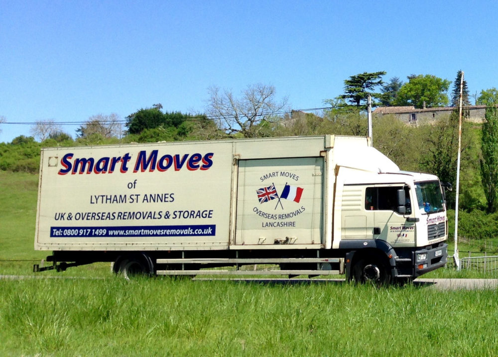 Smart Moves removal lorry on the road between the UK and France
